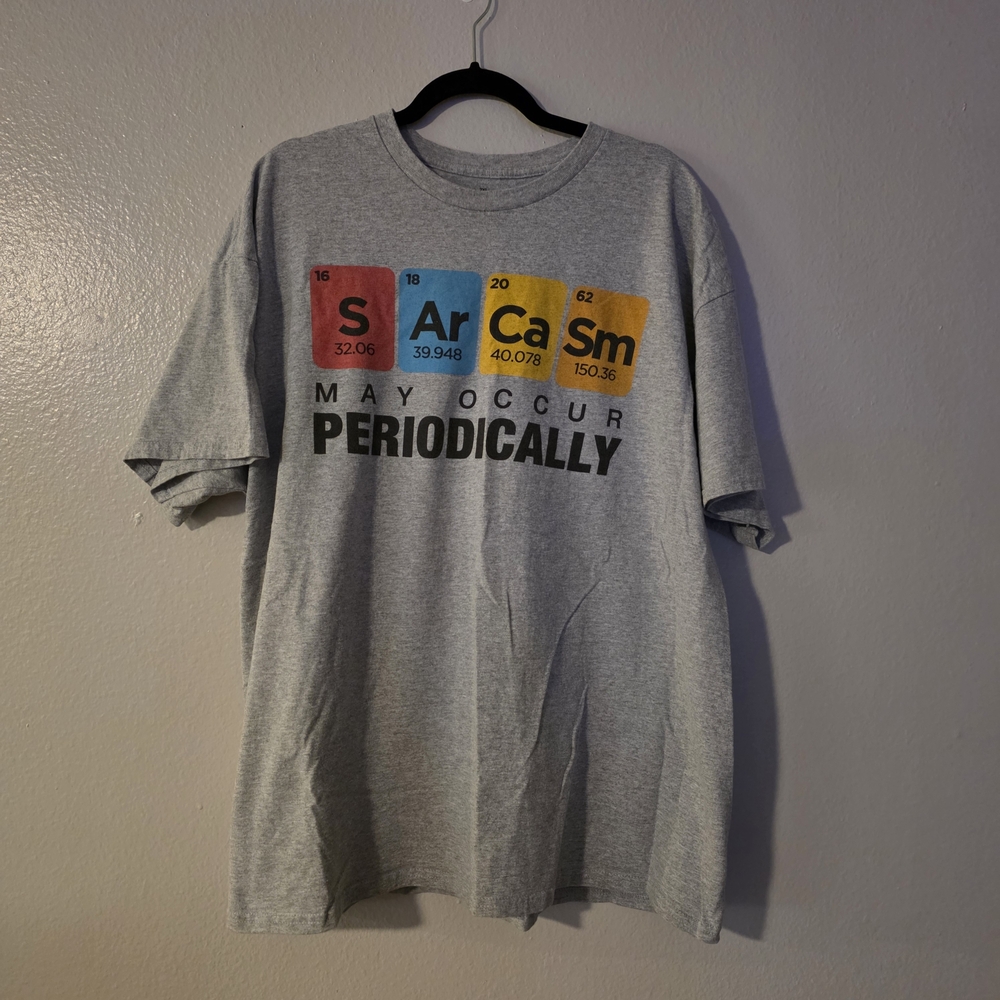 Gray Graphic T-Shirt with Periodic Table Design